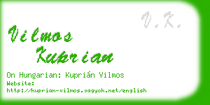 vilmos kuprian business card